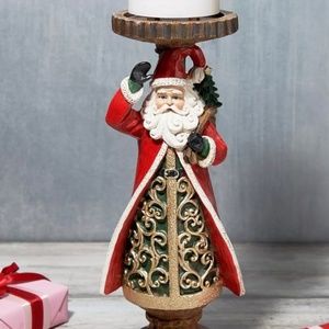 Santa Claus Pedestal Candle Holder by Valerie 13 "